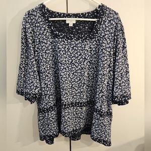 J. Jill Womans XL Blue Pattern Blouse